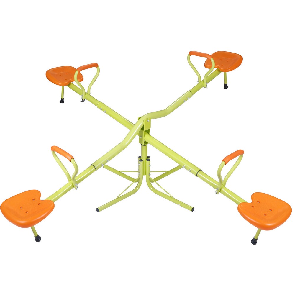 Heavy-Duty 4 Seats Seesaw 360-Degree Swivel Kids Teeter Totter Outdoor/Indoor