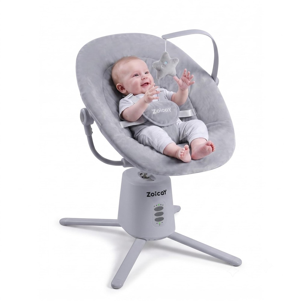 Zoicay Lightweight Baby Swing for Infant with 3 Modes & 5 Speeds, BT Enabled App