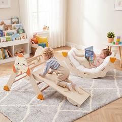 8-in-1 Climbing Toys for Toddlers with Triangle Ladder, Convertible Ramp, Indoor