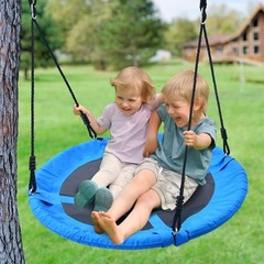 700lb Capacity Outdoor Saucer Swing w/ Straps – Blue