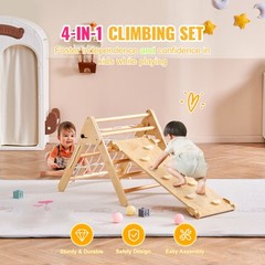 Pikler Triangle Set 4 in 1 Montessori Climbing Toys for Toddlers 1-3 Years