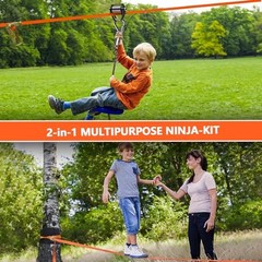 Zip Line Slackline Kit for Kids and Adults – Ninja Course Zipline with 65ft