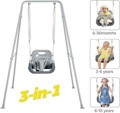 Columpio 3 en 1 para bebés con soporte de metal plegable para niños pequeños NEW