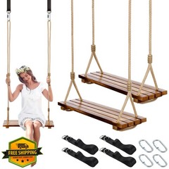 Hollowfly Wood Tree Swing Classic Style Rope