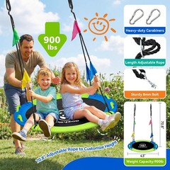 43 Inch Tree Swing, 900lbs Weight Capacity Saucer Swing Sets for Kids & Adult…