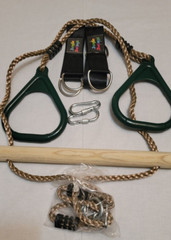 16” Trapeze Swing Set Bar Rings Chain Jungle Gym Heavy Duty Steel SEE NOTES