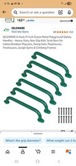 6-Pack 12-Inch Green Metal Playground Safety Handles – Heavy-Duty, Non-Slip Grab