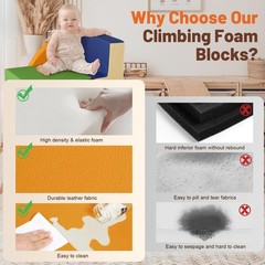 4-Piece Soft PU Leather Toddlers Climbing Toys, Foam Climbing Blocks for Todd…