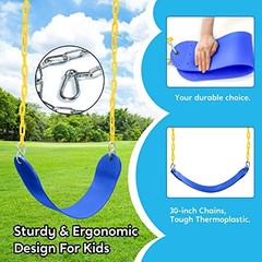2 Pack Swing for Outdoor Swing Set, Swing Seat Replacement Kit with 66″ Blue