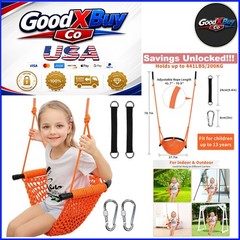 Kids Swing Set Heavy Duty Rope Swing Seat 440LBS Outdoor Indoor Orange