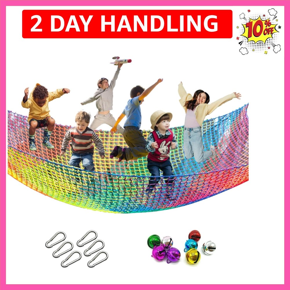Climbing Cargo Net, 6.5′ X 9.8′ Double Layers Playground Safety Net, Kids Bac…