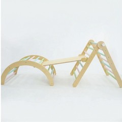 Wooden Toddler Climbing Arch Ramp Ladder Set, Indoor Playground Toy US