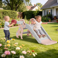 Toddler Slide, 4 in 1 Kids Slide for Indoor Outdoor, Slide with Basketball Hoop