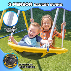Starlight Metal Swing Set for Kids Ages 3–8 with 2 LED Swings, Saucer Swing, 5Ft