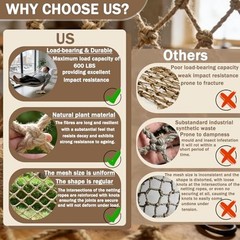 Jute Hemp Rope Net Heavy Duty Climbing Net for Kids Outdoor Balcony 3×9 FT