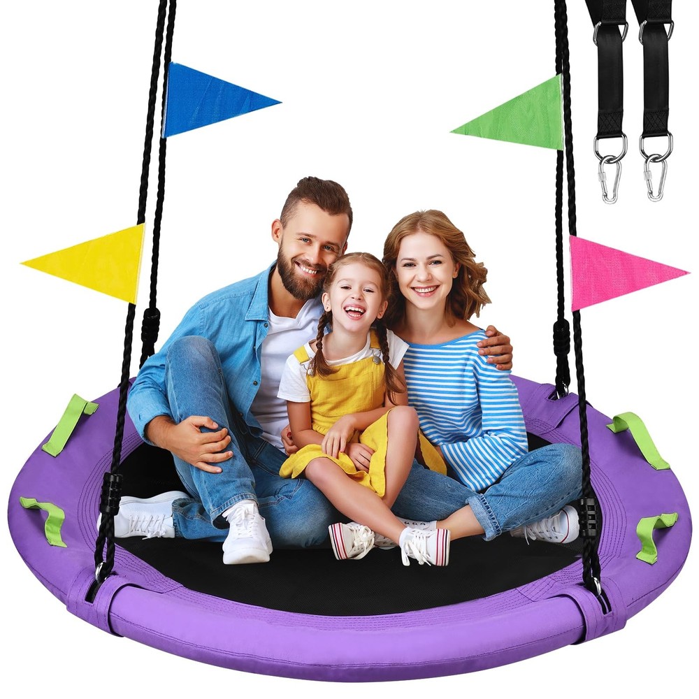 48 inch Tree Swing, Larger Saucer Flying Swing for Whole Family, 900lbs Weigh…