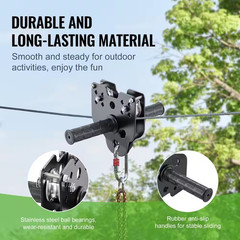 Zipline Trolley 60 Ft. Slacker Zip Line Kit with Seat, Brake and Steel Trolley f