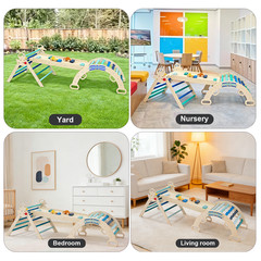 9 in 1 Wooden Indoor Climbing Set Toddler Montessori Climber Arch Ramp Ladder Fo