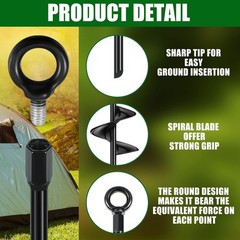 Chumia 12 Pcs 18 Inch Ground Anchor Spiral Blade Heavy Duty Earth Anchors Swi…