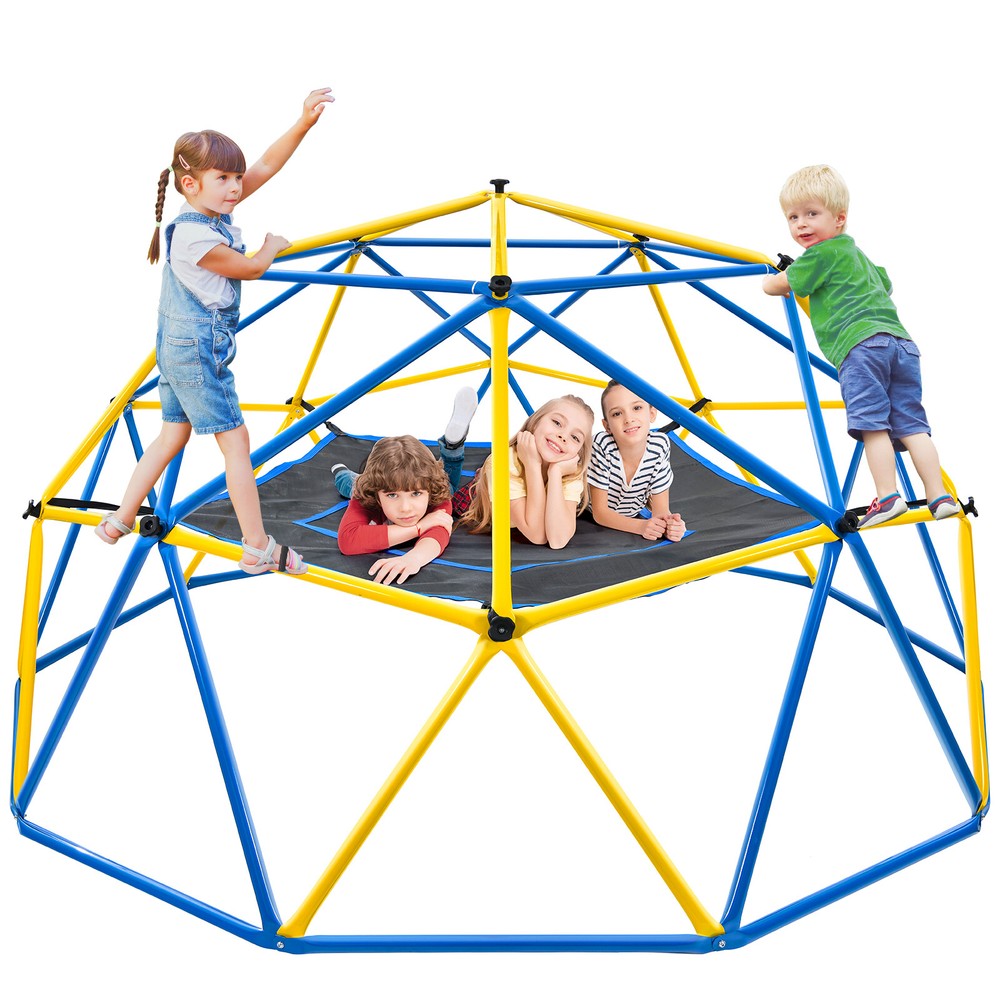 10 ft Climbing Dome Kids Climber Jungle Gym Monkey Bar w/Hammock Outdoor Playset