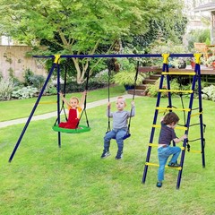 Blue 5-Activity A-Frame Swing Set 116×54.5×69.5in Steel 166lb Capacity