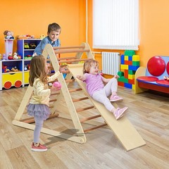 Foldable Wooden Climbing Triangle Indoor Home Climber w/ Ladder for Toddler Baby