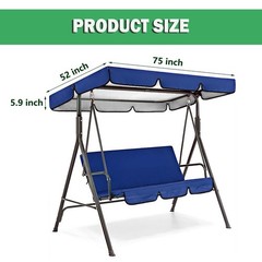 Swing Canopy Cover, Waterproof Sun Shade Porch Swing Canopy Top for 2-3 Seate…