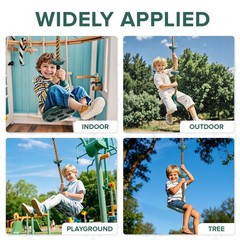 Kids Outdoor Climbing Rope Swing with Platforms & Seat, Includes Strap & Cara…