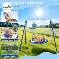 Heavy Duty 500Lbs Saucer Swing Set – Outdoor Metal Frame Playground Equipment fo