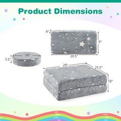Modular Kids Play Couch Set Glow in Dark Portable Handles Gray Soft Foam Sofa