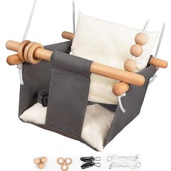 Baby Swing Outdoor Indoor Toddler Swing Seat with Safety Belt, Canvas Hanging…