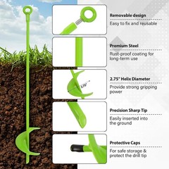 Ground Anchor Kit 18 Inch Long, 4PC Heavy Duty Spiral Blade Earth Anchors Kit Sc