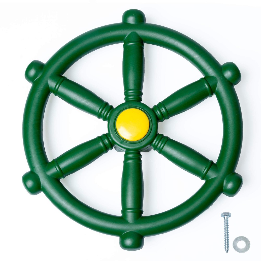 Kids Pirate Ship Wheel for Jungle Gym – Green Playground Steering Wheel for S…