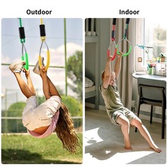 Hanging Ninja Rings, Fitness Gymnastic Rings Backyard Playground Training Equ…