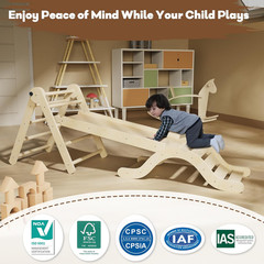 Pikler Triangle Set 7In1 Toddler Climbing Toys Indoor Foldable Baby Climbing Toy