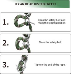 Heavy Duty Tree Swing Rope Set 5.6ft Green Adjustable Hammock Straps