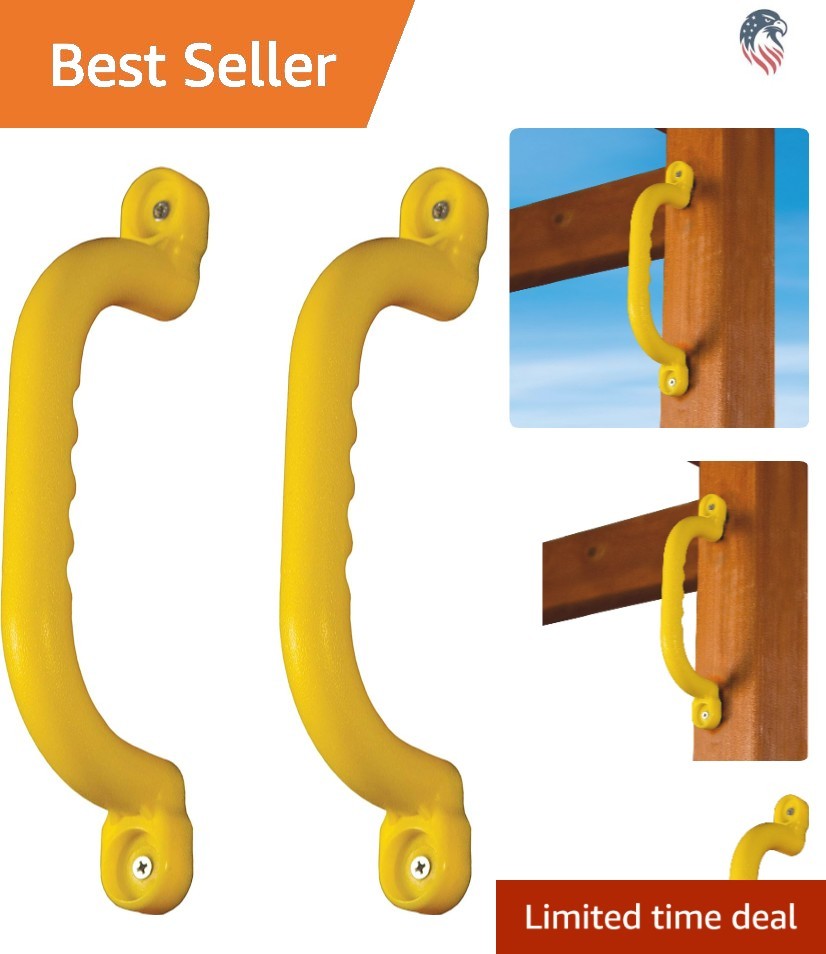 Compatible with Wooden Playsets Safety Handles PairUV-Coated Plastic Yellow