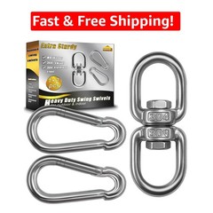 Double-End 304 Stainless Steel Swivel Eye Hooks with Secure Snap Hooks – 1 Pack