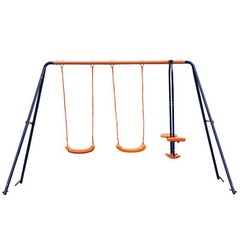 Outdoor Kids Swing Set W/2 Seats & 1 Glide Swing Set for Backyard 440lb Capacity