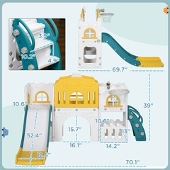 8 in 1 Toddler Slide for Kids Age 1-3 Years, Yellow