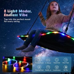 60 inch Platform Tree Swing W/ LED Light Large Outdoor Swing Kids