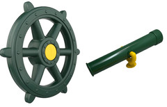 Large 19″ Green Playground Ships Wheel and Telescope