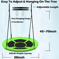 40 Inch Green Saucer Tree Swing Set for Kids Adults 500lb Weight