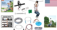 Stainless Steel Zipline Kit – 100 ft, Supports 330 lbs, Quick Setup for Kids