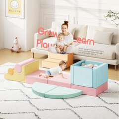 12 PCS Foam Climbing Blocks for Toddlers with Ball Pit, Safe Soft Play Gym Set，B