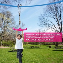 Ninja-Twister Swing Spins Set: Slackline Attachments- 360° Handle Twist-Spin Toy
