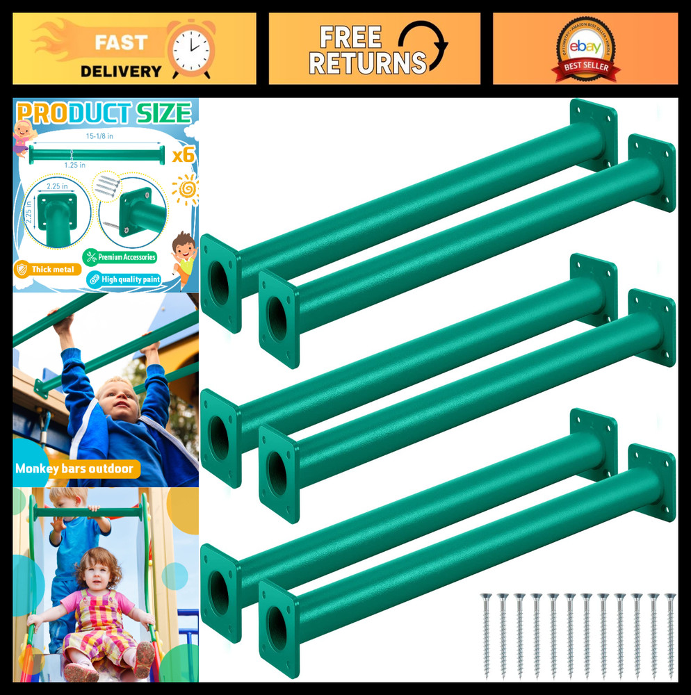 6 Pack 15″ Monkey Bars Ladder Rungs Kit – Playground Accessories for Kids Outdoo
