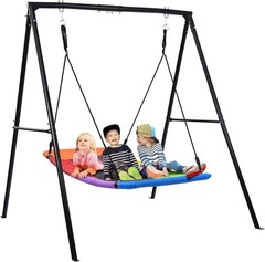 440lbs Heavy Duty Swing Set with 60″ Rainbow Platform for Ultimate Family Fun