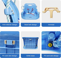 Toddler Swing, 3-In-1 Baby Swing Seat, Anti-Flip Snug & Secure Detachable Kids S