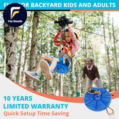 Zip Line Kit for Kids Adults 100FT / 120FT / 150FT / 200FT up to 380Lbs Quick